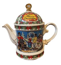 Vintage Sadler Christmas Holiday Teapot - A Merry Christmas - VGC