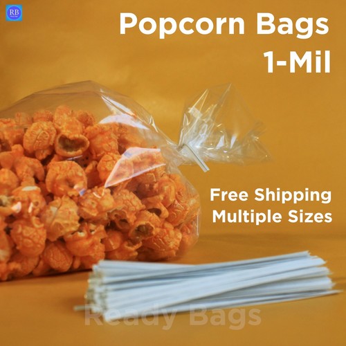Clear plastic popcorn bags - popcorn, w