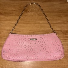 Kookai Vintage Y2K Small Pink & Sparkly Silver Floral Handbag - Chain Strap. VGC