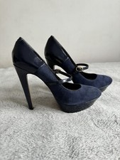 Jessica Simpson Women Ink-Blue & Black Suede High Heel Shoes Size UK 4.5 EU 37.5
