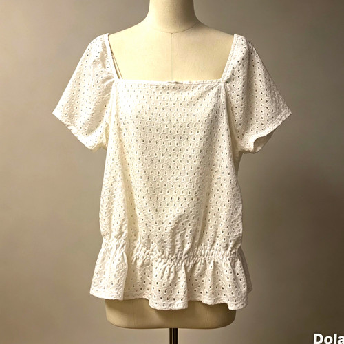 Papaya white square neck puff - white,