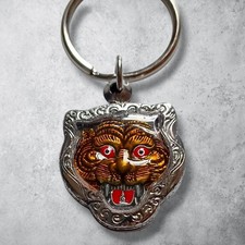 Supreme FW24 Tiger Keychain Metal Silver Logo Keyring Multicolor New SEALED