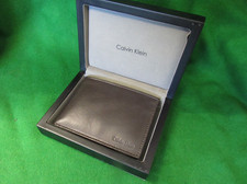 Boxed Calvin Klein Deep Brown Leather Card Wallet - Unused
