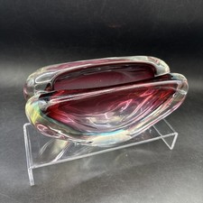 Slit Vase Large 1.4kg Purple Art Glass Window Sill Posey Bowl 7" x 3" Pocket