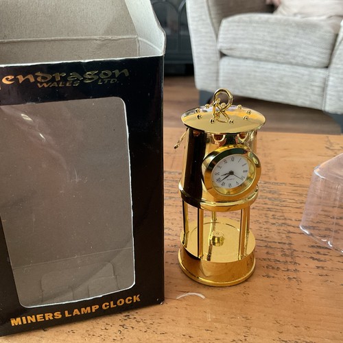 Brass miners lamp clock - brass,