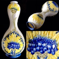 Vintage Handcrafted Florian Ware Ceramic Vase Perfect Condition (12”/30cm, 650g)