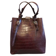 Beautiful ZARA Burgundy Faux Leather Croc Small Grab/Tote Bag in VGC
