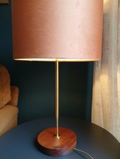 Swedish Mid Century Hardwood & Brass Table Lamp
