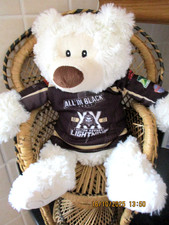 Milton Keynes Lightning Ice Hockey White 12" Mumbles Teddy Bear TALBOT 98 Shirt