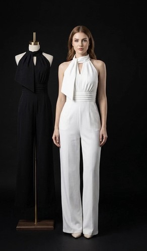 White halter neck wide leg - halter,