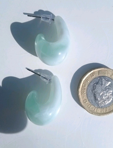 Blue plastic hoop earrings - blue,