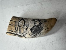  Vintage Scrimshaw Faux Whale Tooth Carving Little Big Horn/The Colt Navy 1851