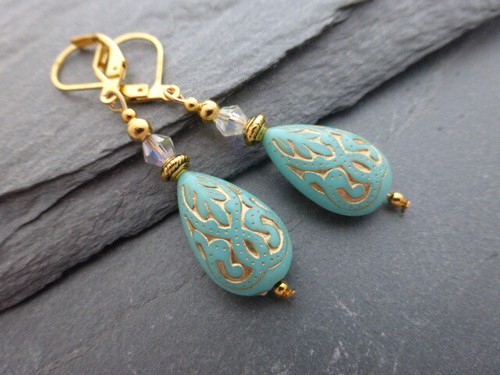 Pretty turquoise blue - &, gold