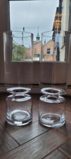 Pair glass hurricane lamp candle holder / vase