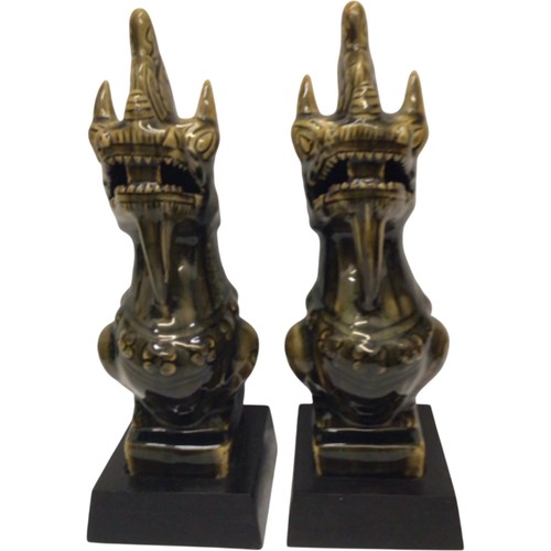 Ceramic dragon figurines pair - dragon,