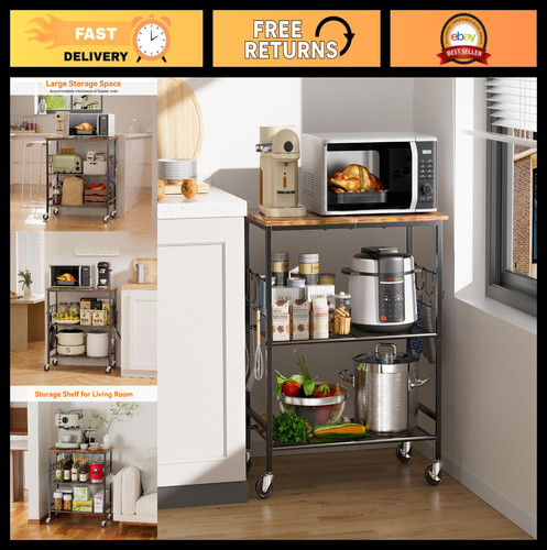Tier rolling microwave cart - rolling,