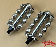 Vintage Lowrider Twisted Pedals 1/2" Chrome Cruiser Bicycle Lowrider Bikes