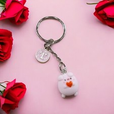 Personalised Pig Keyring Cute PIGGY Personalised Keychain  Gifts Kwaii Kitsch 