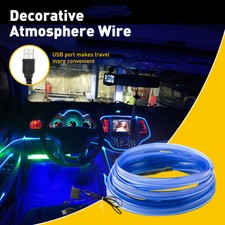 5M LED Glow EL Wire Neon String Strip Light Car Interior Atmosphere Blue 12V UK
