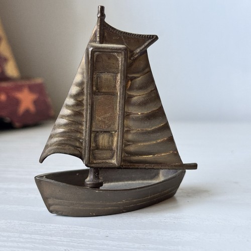 Vintage brass sailing boat - brass,