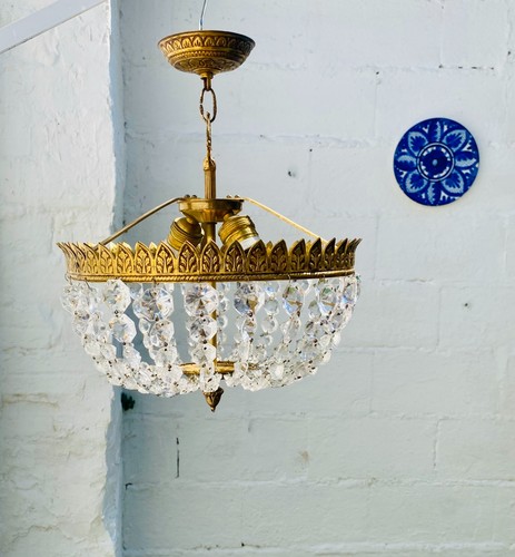 Antique french crystal basket - french,