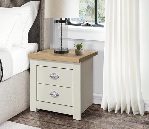 Cream oak finish wood bedroom - finish,