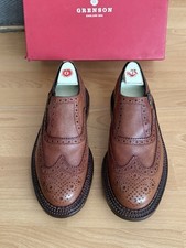 Grenson Triple Welt Brown Leather Mens Monk  Brogue Shoe Uk 8 Made In England
