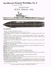 Sea Breezes Famous Warships 2 Aircraft Carrier HMS Hermes 1924 info card 1964