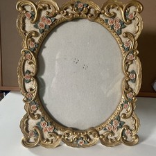 Ornate Rococo Cottage Core style Photo Frame with gold and roses accents