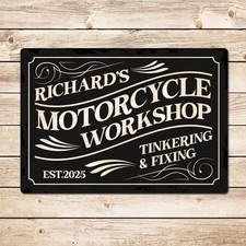 Personalised Motorcycle Workshop Sign - Garage Shed Man Cave Workshop
