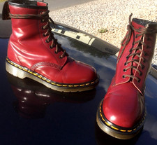 Vintage Dr Martens 1460 cherry red leather boots UK 5 EU 38 Made in ENGLAND.