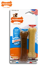 NYLABONE TWIN PACK PUPPY GENTLE NYLON CHEW TOYS PEANUT BUTTER & CHICKEN XS