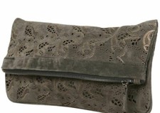 TOPSHOP LARGE LEATHER HANDBAG FOLD OVER CLUTCH BAG WITH ZIP NEW 