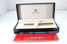 Sheaffer Prelude No. 386 22k Fluted Gold Plated M Fountain Pen (Cased & Ink)