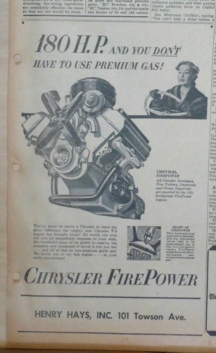 1952 newspaper for chrysler - ad,