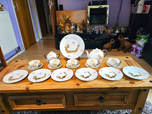 Porcelain asian tea set - porcelain,