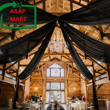 6 Panels Black Ceiling Drapes