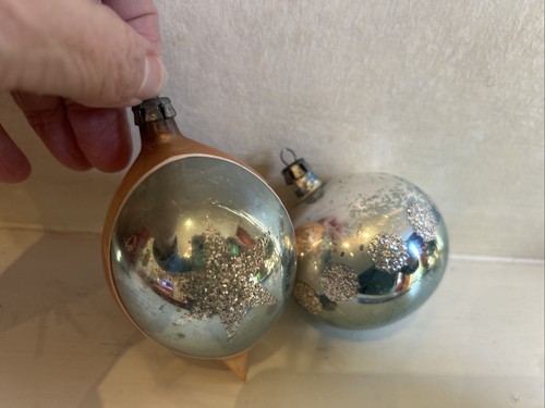 Two vintage mercury glass xmas - vintage,