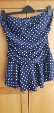 M & S ladies navy blue/white tummy control skirted swimsuit, size 16, BNWOT