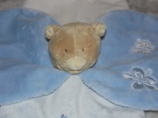 Noukies bear comforter blue teddy soft toy
