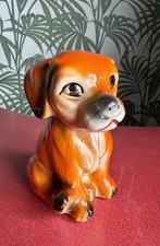 Kitsch MCM Made In China Orange Ceramic Dog Figure Ornament Vintage Retro