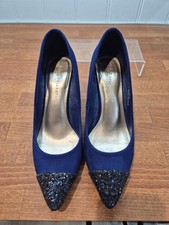 Ladies Marks & Spencer Blue Suede And Sparkle  Court Shoes UK 6 EU 39 VGC