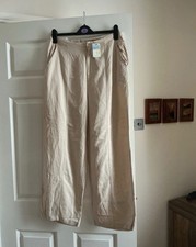 wide leg linen blend trousers