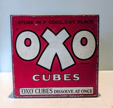Vintage OXO Cubes Tin Advertising Shop Display Kitchenalia Prop Collectible