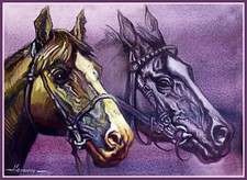 ACEO / Two cross-country horse