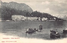 A187 Italy Cadenabbia Hotel Bellevue Boats vintage postcard