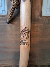 Hiking stick made in Cornwall from Hazelwood,118.5cm,song bird artwork.