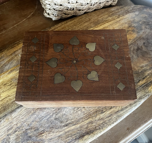 Wooden hinged trinket - wooden, keepsake