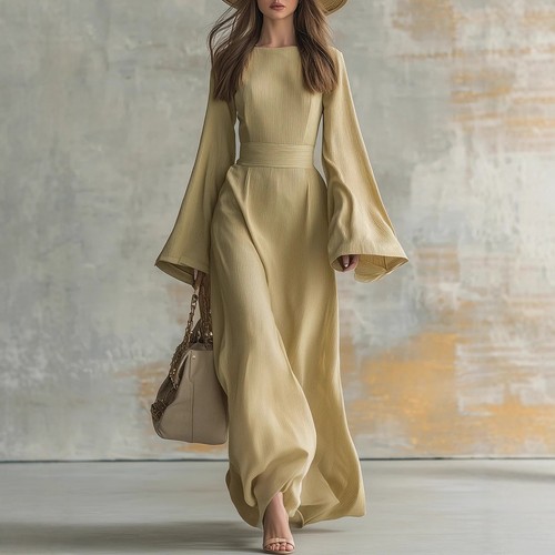 Women long flare sleeve maxi - sleeve,