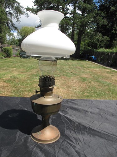 Antique brass oil lamp - brass,